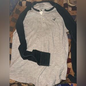 Heritage Gray and Black Long Sleeve Henley